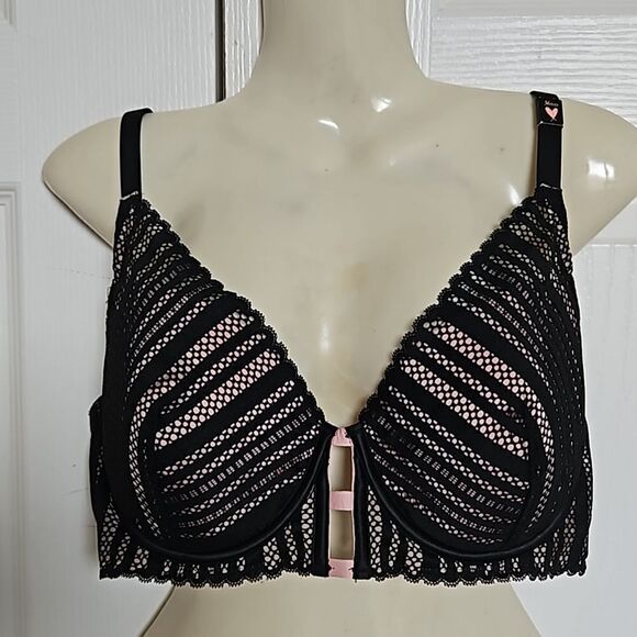 Victoria's Secret Women's Lightly Lined Underwire Push-Up Bra 36DD Pink/ Black - Picture 3 of 16